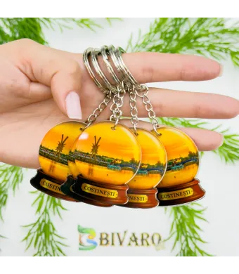 Breloc Costinesti in glob, en-gros . Suvenir Personalizat in Sticlă Acrilică – Produs în România | Print UV Durabil 5 x 4 cm, Set 25 Bucăți