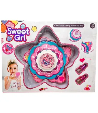 Set machiaj copii Sweet Girl – trusa fantezie in forma de floare, jucarie cosmetice lavabile, 3+ ani, En-gros