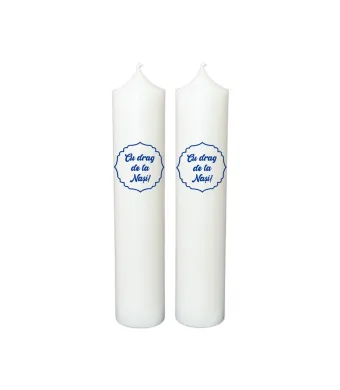 Lumanari Nunta -Botez ,'' Cu drag de la Nasi '' ,  Engross, Producator direct (30 cm, 5,5 cm)