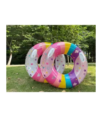 Colac Gonflabil 90 cm cu Stelute si Norisori cu manere – Design Pastel Colorat cu Sclipici, Ideal pentru Piscina, Mare si Activitati de Vara, En-gros
