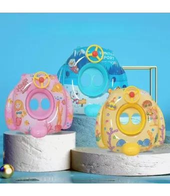 Colac inot bebelusi si copii cu volan si protectie, model colorat cu desene, confortabil si sigur, ideal pentru piscina sau mare, colac gonflabil cu spatar si suport picioare, En-gros