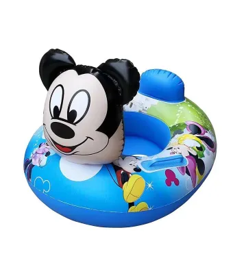 Colac inot copii cu fata 3D animal simpatic, spatar si manere laterale, model rotund gonflabil, sigur si confortabil pentru piscina, mare sau vacanta, En-gros