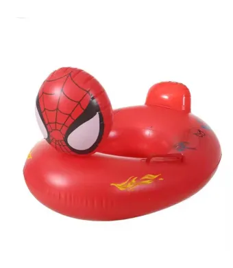 Colac inot copii rosu cu fata 3D supererou, cu spatar si manere, gonflabil si sigur, ideal pentru piscina, mare sau vacanta, En-gros