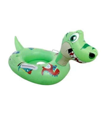 Colac inot copii forma dinozaur verde cu cap 3D, manere laterale si model colorat, gonflabil, ideal pentru piscina, mare sau vacanta, En-gros