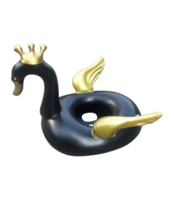 Colac inot lebada cu coroana pentru copii si adulti, gonflabil, elegant si rezistent, model alb sau negru cu aripi 3D, ideal pentru piscina, plaja sau petreceri de vara, En-gros