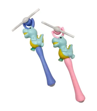 Jucarie cu elice zburatoare si dinozaur colorat – lansator interactiv manual pentru copii, 33 cm, culori combinate, En-gros