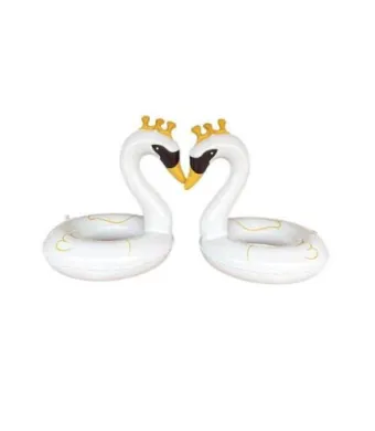 Colac inot lebada alba cu coroana aurie, model elegant gonflabil 90 cm, pentru copii si adulti, ideal pentru piscina, mare, sedinte foto sau petreceri de vara, En-gros