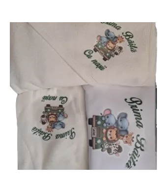 Set de baita, cu personaje imprimate,Jungle, verde,  3 piese, engros
