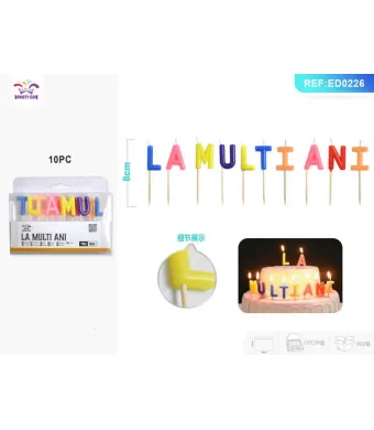 Lumanari aniversare Engros, mesaj La multi ani, Multicolor