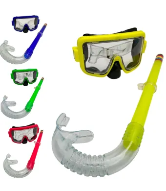 Set masca si snorkel pentru inot si scufundari – echipament colorat pentru copii sau adulti, vizor larg si tub respiratie, En-gros