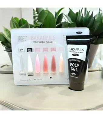 Polygel BAKANAILS – nuanța 01 – 60 ml – Gel profesional pentru construcția unghiilor UV/LED Engros