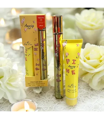 Set Cadou pentru Femei: Apă de Toaletă (Parfum Tip Pix) + Cremă de Corp "Amazing Pink" (Ediție Solară) – YB2278-09 Engros