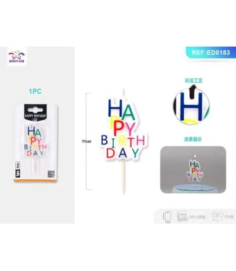 Lumanari aniversare Engros, 11 cm, Happy Birthday, multicolor