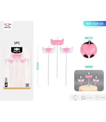 Set lumanari aniversare Engros, set 3 buc, 15.5 cm, inimi cu aripi