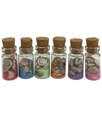 Sticlă decorativă cu nisip și scoici  100/set,color mixt 3x1cm