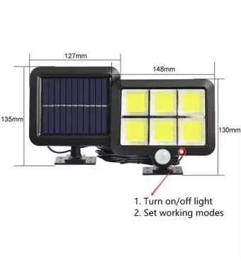 Lampa Solara Cu Telecomanda Cu Senzor De Miscare, Cablu 5 M, Panou Solar Ajustabil, Rezistenta La Apa angro Engros