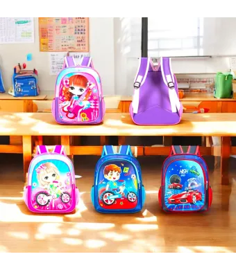 Ghiozdan copii H661 – imprimeuri colorate cu personaje, 34x28x12 cm, material poliester, design unicat Engros
