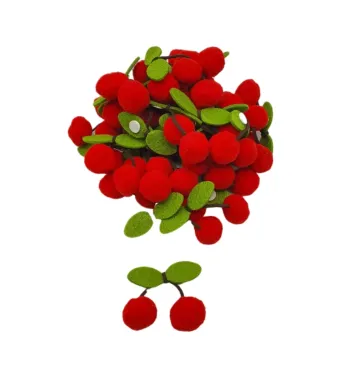Figurina fetru cirese 50/set , 6 cm , engros