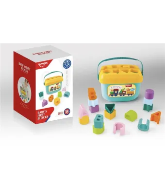 Set Cuburi Educative Sortator de Forme si Litere Engross – Baby’s First Blocks HUANGER, 16 Piese, 18+ Luni