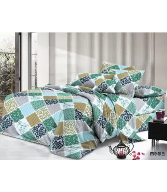 Lenjerie de pat 4 piese din finet – model patchwork multicolor – H790 Engros