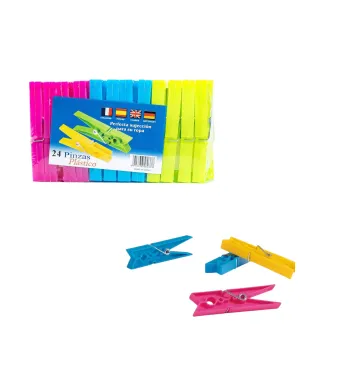 Carlige pentru Rufe 24/set din Plastic, 9cm Diferite Culori Engros