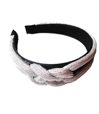 Cordeluta/bentita/coronita cu decor snur impletit, argintiu , G5-9Ag