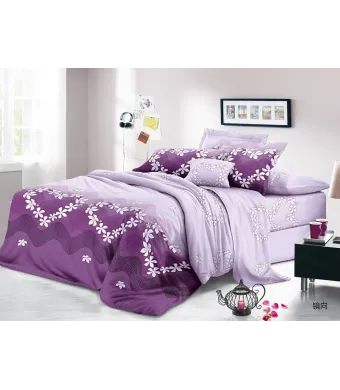 Lenjerie pat 4 piese finet cod H801 – model mov floral elegant, fără mix de modele Engros