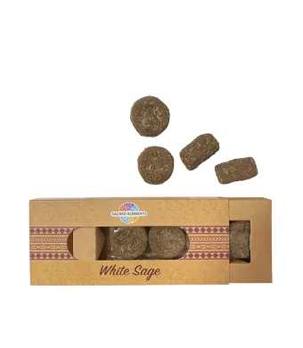 Smudge disc artizanal organic WHITE SAGE pentru purificare, 4 buc/set