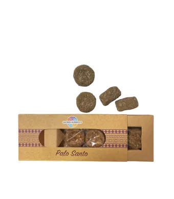 Smudge disc artizanal organic PALO SANTO pentru purificare, 4 buc/set