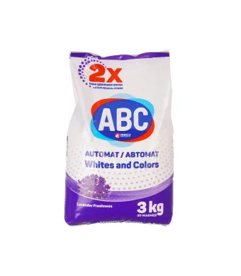 Detergent de Rufe ABC Engros, Automat, Pudra, 3 Kg, Lavander Freshness White&Color