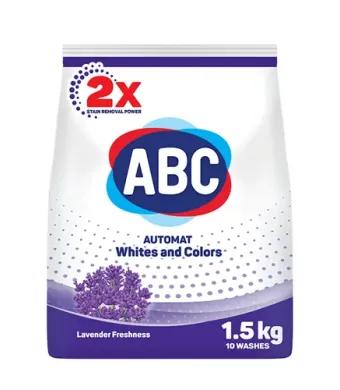 Detergent de Rufe ABC Engros, Automat, Pudra, 1.5 Kg, Lavander Freshness White&Color