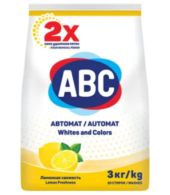 Detergent de Rufe ABC Engros, Automat, Pudra, 3 Kg, Lemon White&Color