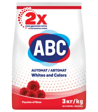 Detergent de Rufe ABC Engros, Automat, Pudra, 3 Kg, Passion of Rose White&Color