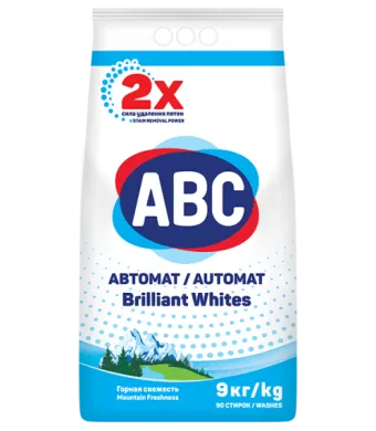 Detergent de Rufe ABC Engros, Automat, Pudra, 9 Kg, Mountain Freshness White