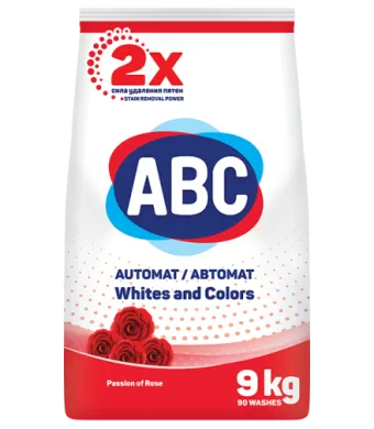 Detergent de Rufe ABC Engros, Automat, Pudra, 9 Kg, Passion of Rose White&Color