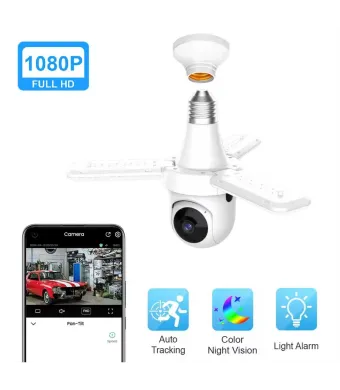 Camera Bec cu 3 Brate de luimina LED KLUDOO 3MP HD WiFi PTZ, pridere bec E27, pentru securitatea casei Angro engros