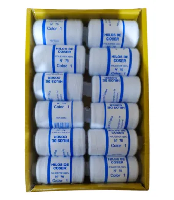 Ață Textilă Engros – Set 12 Papiote, Albă, 100% Poliester, Nr. 70