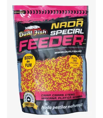PELETE 2MM, BOOM DE FUM SPECIAL FEEDER, AROMA DE CAPSUNA SI BANANA, 750GR, DUAL FISH