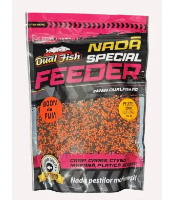 PELETE 2MM, BOOM DE FUM SPECIAL FEEDER, AROMA DE CIOCO&ORANGE, 750GR, DUAL FISH