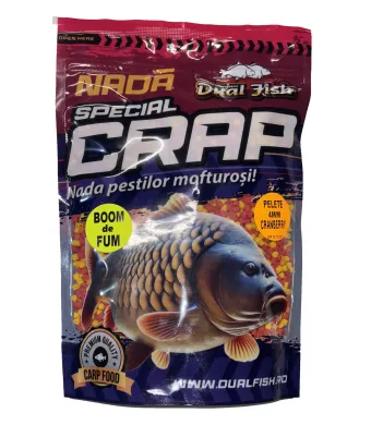 PELETE 4MM, BOOM DE FUM SPECIAL CRAP, AROMA DE CRANBERRY, 750GR, DUAL FISH