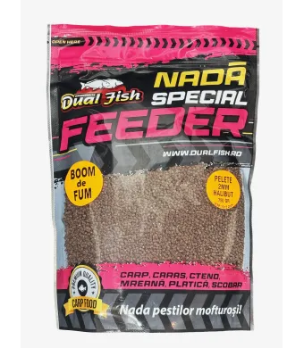 PELETE 2MM, BOOM DE FUM SPECIAL FEEDER, AROMA DE HALLIBUT, 750GR, DUAL FISH