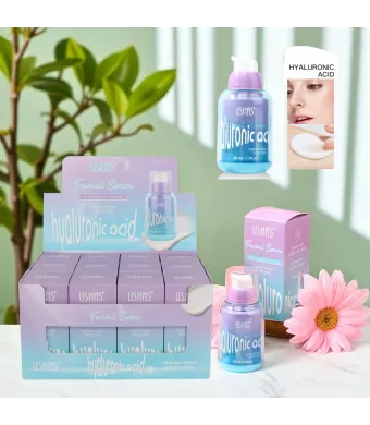 Ser Facial cu Acid Hialuronic Ushas – Hidratare și Luminozitate – Cod HA575 – 12 Bucăți Engros
