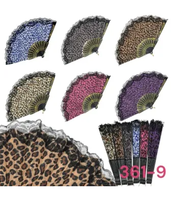 Evantai cu imprimeu animal print, culori mixte– Set en-gros de 12buc