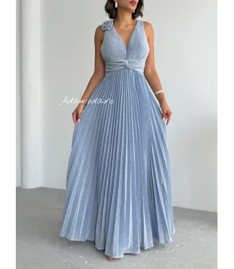 Rochie angro eleganta lunga plisata cu insertii sclipitoare