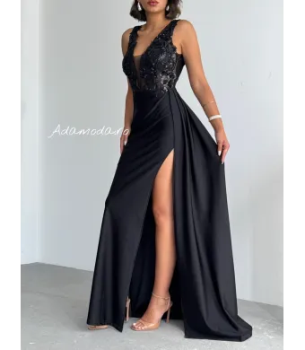 Rochie angro lunga eleganta cu detalii din paiete