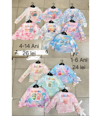 Bluze Engros pentru fete, cu model imprimat (1, 2, 3, 4, 5, 6 ani, ROZ)