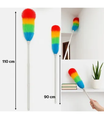 Pămătuf Telescopic Multicolor 110cm, cu Mâner Extensibil pentru Șters Praful Engros