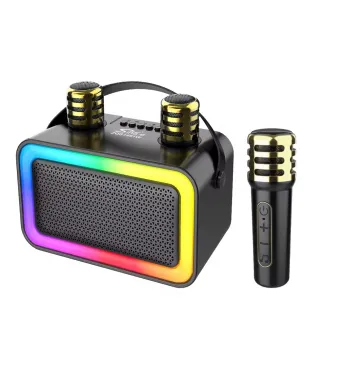 Sing-E ZQS-1491W – Boxă portabilă mini pentru karaoke, Bluetooth, difuzor de 4 inch, lumină RGB, cu 2 microfoane wireless,EN GROSS