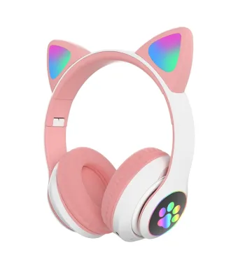 Căști wireless Smart Technology, Bluetooth 5.0, LED Cat Ears, microfon, slot SD/FM, autonomie 10h, pliabile engross