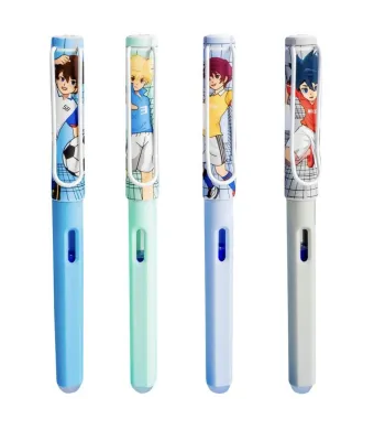 Set 12 Pixuri Gel „Sport Boys” Engros – Design Anime Fotbal, Cerneală Neagră, Vârf Fin | Rechizite Băieți Școală și Cadouri